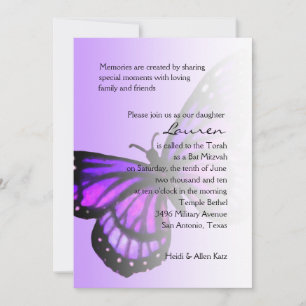 Invitation Papillon violet bat mitzvah Ombre