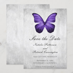 Invitation Papillon violet Enregistrer l'Invitation de date