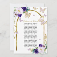 Papillon Violet Quinceañera Parrains d'Honneur