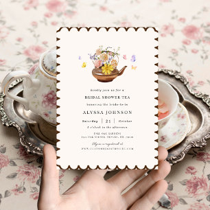 Invitation Papillons à thé floral Fête des mariées de chute T