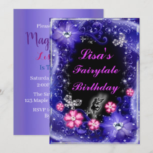 Invitation Papillons aux fées magiques Anniversaire des fleur