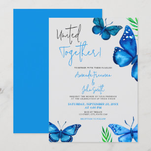 Invitation Papillons bleus vibreux et Mariage Plante
