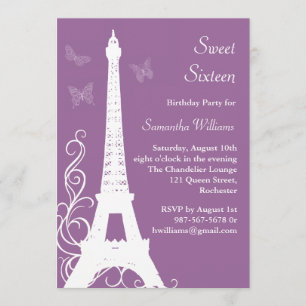 Invitation Papillons dans le pourpre d'invitation