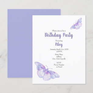 Invitation Papillons d'aquarelle violette