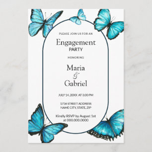 Invitation Papillons de cadre romantique Luxe Engagement Part