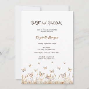Invitation Papillons de Prairie Bébé en Fleur Baby Shower