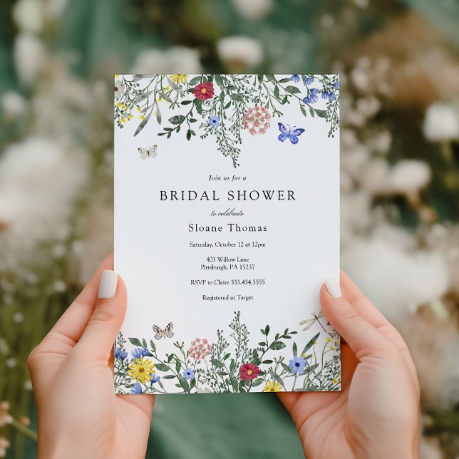 Invitation Papillons et Fête des mariées Fleur sauvage (Créateur téléchargé)