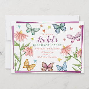 Invitation Papillons et fleurs