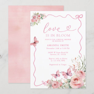 Invitation Papillons et fleurs aiment dans la Fête des mariée