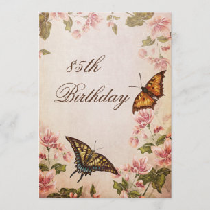 Invitation Papillons et fleurs d'amandes Vintages 85e anniver