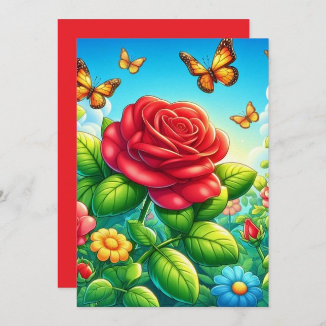 Invitation Papillons et Roses enchantés (Devant / Derrière)