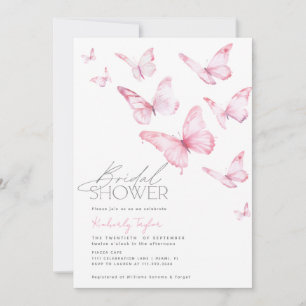 Invitation Papillons Fête des mariées rose pâle