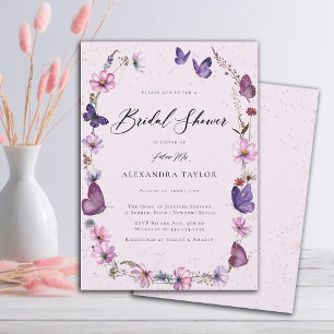 Invitation Papillons fleur sauvage Boho Frame Fête des mariée
