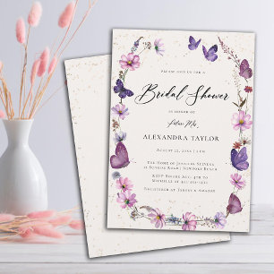Invitation Papillons fleur sauvage Boho Ivory Fête des mariée