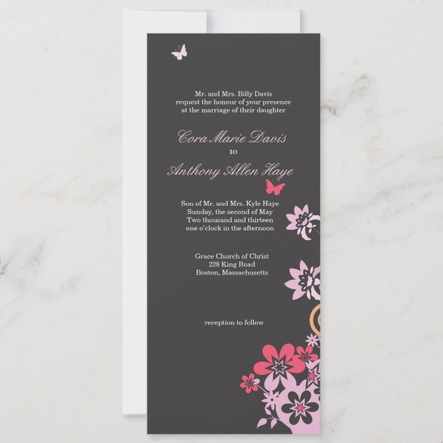 Invitation Papillons & Fleurs (Devant)