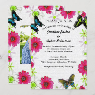 Invitation Papillons & Fleurs en Mosaïque Ajouter une photo e