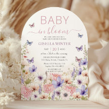 Papillons Fleurs sauvages violets rose bébé en fle