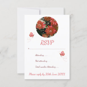 Invitation Papillons floraux Coral Cottage Chic RSVP