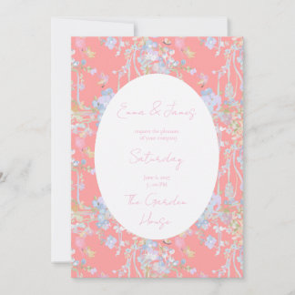 Invitation Papillons floraux roses pastel peints à l'huile