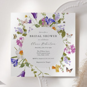 Invitation Papillons florissants Fête des mariées florale pri
