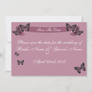 Invitation Papillons Fuchsia Enregistrez la Date