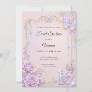 Invitation Papillons iridescents élégants Sweet 16