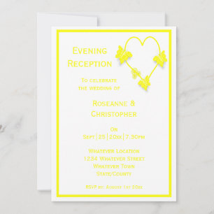 Invitation Papillons jaunes Accueil de mariage de coeur