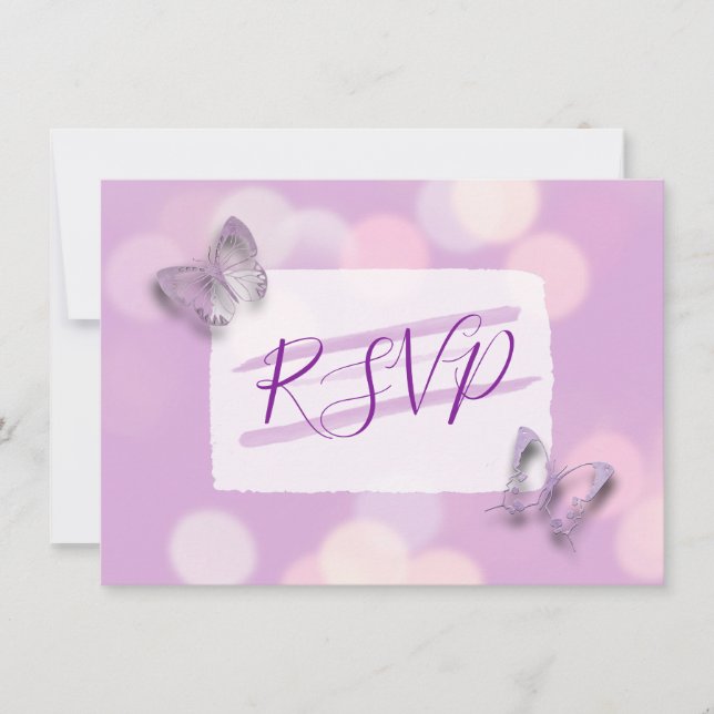Invitation Papillons Lavande Mariage RSVP (Devant)