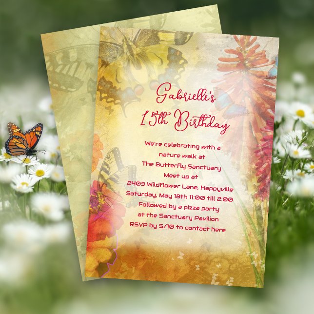 Invitation Papillons Nature Thème Anniversaire (Créateur téléchargé)