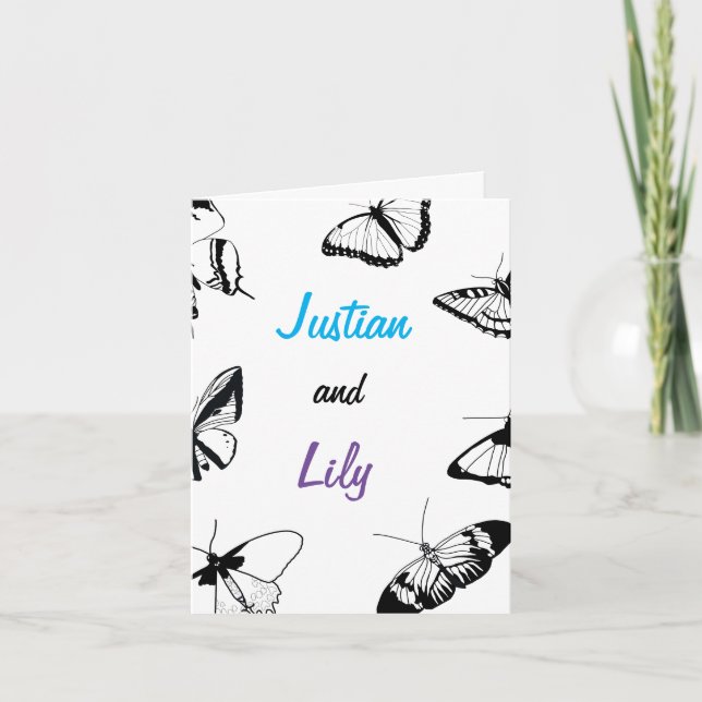 Invitation Papillons noirs et blancs (Devant)