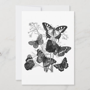 Invitation Papillons noirs et blancs vintage