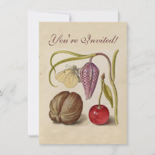 Invitation Papillons noix Fleur Cerisier Aquarelle Art