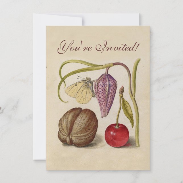 Invitation Papillons noix Fleur Cerisier Aquarelle Art (Devant)