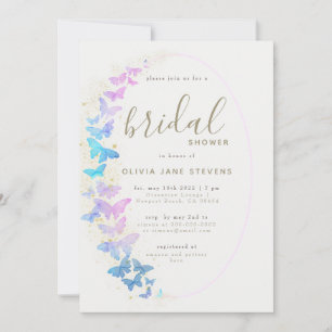 Invitation Papillons Purple Gold Boho Fête des mariées de cad