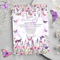 Papillons rose pourpre et Baby shower Fleur sauvag