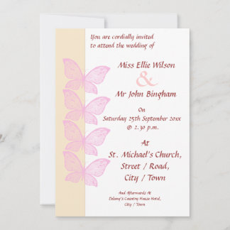 Invitation Papillons roses