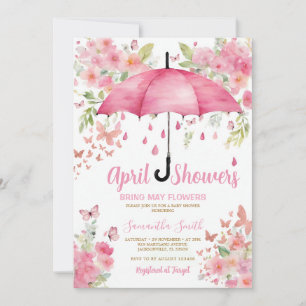 Invitation Papillons roses Les averses d'avril apportent les 