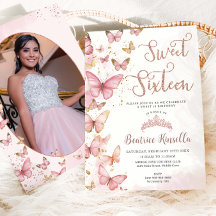 Papillons roses Sweet sixteen 16 Anniversaire Phot