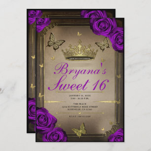 Invitation Papillons Tiara Bright Violet Rose doux 16