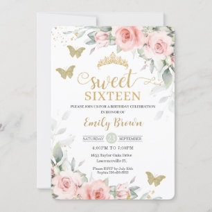 Invitation Papillons verts de Sweet sixteen rose de Sage Flor