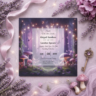 Invitation Papillons Violets et Cieux Étoilés de Mariage