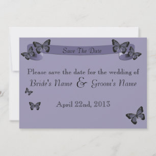 Invitation Papillons Violets Sauvegarder la Date