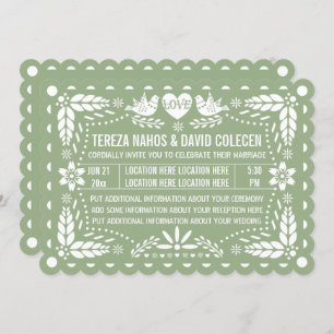 Invitation Pappel vert Sage picado inséparables mariage de la