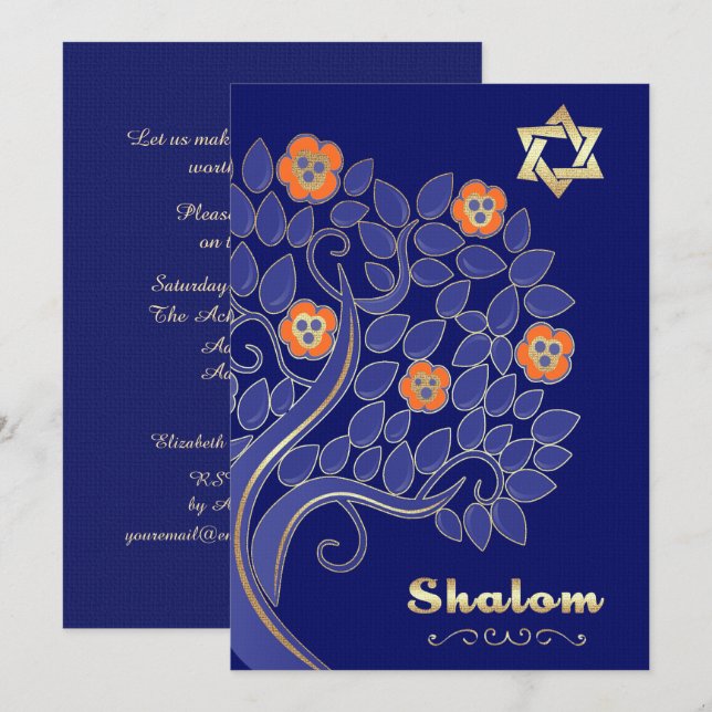 Invitation Pâque de l'arbre à fleurs du printemps | Seder de  (Devant / Derrière)