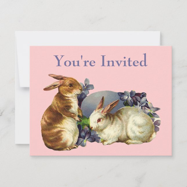 Invitation Pâques Animaux Mignons Vintage (Devant)