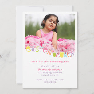 Invitation Pâques Brunch Enfants Photo Pâques fête colorée