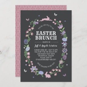 Invitation Pâques Brunch Folk Art Floral