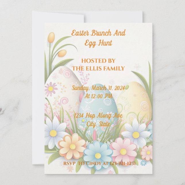 Invitation 🌸 Pâques et chasse aux oeufs (Devant)