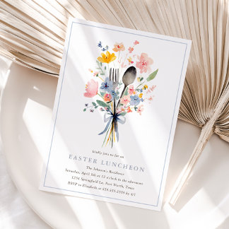 Invitation Pâques Fleuris Déjeuner Élégant