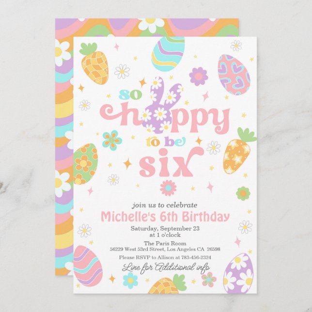 Invitation Pâques si espéré d'être six Anniversaire (Devant / Derrière)